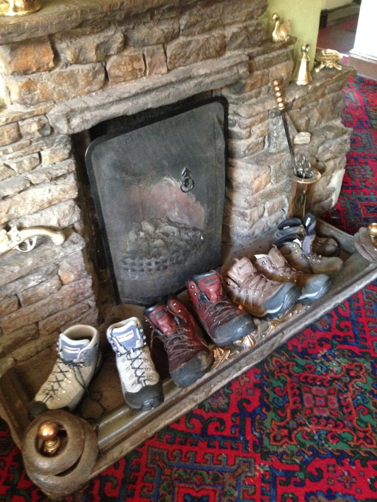 Boots Drying at The Sportsman Inn lounge in Cowgill - Colleen Friesen